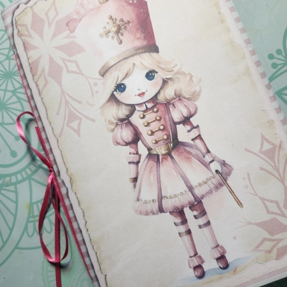 Junk Journal Booklet "PINK CHRISTMAS 2" Christmas Pink Holiday LG 9X6 40pgs